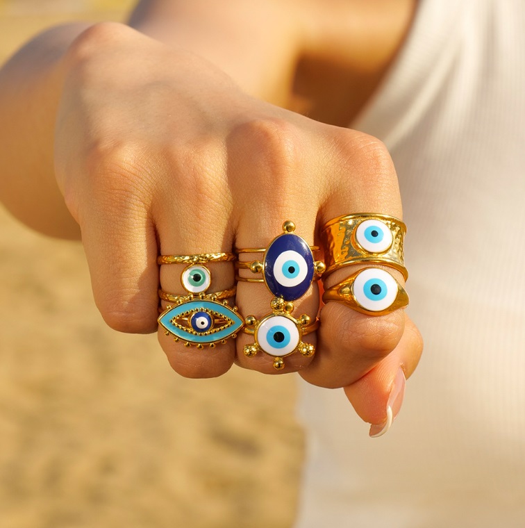 Wholesale Stainless Steel Evil Eye Rings